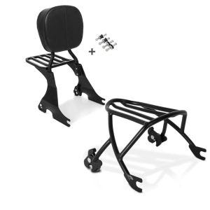 Set: Sissybar für Harley Davidson Sportster 883 Iron 09-20 Craftride inkl. Gepäckträger und Docking Kit schwarz + Gepäckträger Solo Rack Abnehmbar für Harley Sportster 883 Iron 09-20 schwarz Craftride_1