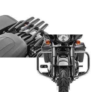 Set: Gepäckträger Abnehmbar für Harley Davidson Street Glide 09-21 schwarz Craftride + Sturzbügel für Harley Davidson Street Glide 09-21 Craftride TR2 chrom_1