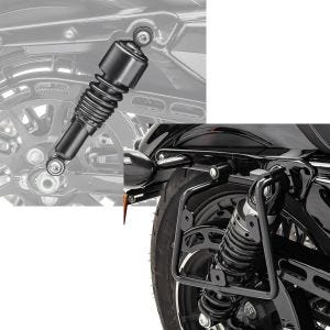 Set: Stoßdämpfer 10,5 Zoll Harley Sportster 883 Iron 09-20 Federbeine von Craftride schwarz + Satteltaschenhalter für Harley Sportster 883 Iron 16-20 rechts Craftride_1