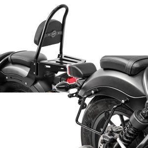 Set: Sissybar für Honda Rebel 500 17-21 Craftride Fast Rider-M inkl. Gepäckträger schwarz + Satteltaschenhalter für Honda Rebel 500 17-21 rechts Satteltaschen Abstandshalter Craftride_1