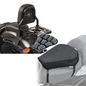 Set: Sissy Bar XS3 für Honda Rebel 500 17-21 mit Gepäckträger schwarz Craftride + Motorrad Luftkissen Honda Rebel 500 Sitzbank Tourtecs Air M schwarz_1