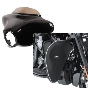 Set: Batwing Verkleidung Set für Harley Street Glide 06-13 Craftride + Sturzbügel Spritzschutz für Harley Street Glide 06-21 Beinwärmer Craftride_1