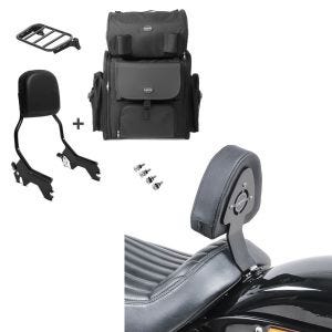 Set: Sissybar R1S + Hecktasche für Harley Softail Street Bob 18-21 mit Gepäckträger Craftride + Fahrer Sissybar für Harley Davidson Softail Street Bob 18-21 Fahrer Rückenlehne Craftride_1