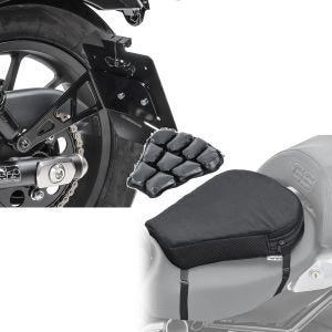 Set: Kennzeichenhalter seitlich L für Honda Rebel 500 17-21 schwarz Craftride + Motorrad Luftkissen Honda Rebel 500 Sitzbank Tourtecs Air M schwarz_1