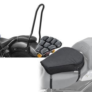 Set: Sissybar für Honda Rebel 500 17-21 Craftride Tampa schwarz + Motorrad Luftkissen Honda Rebel 500 Sitzbank Tourtecs Air M schwarz_1