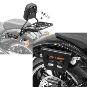 Set: Sissybar für Harley Breakout / 114 18-21 R1 mit Gepäckträger und Docking schwarz Craftride + Satteltaschenhalter für Harley Breakout / 114 18-21 Craftride Slim S rechts_1
