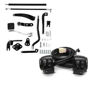 Set: Vorverlegte Fussrastenanlage für Harley Dyna Modelle 06-17 Craftride RR1 + Lenkerschalter für Harley Davidson Dyna Street Bob 06-11 Lenkerarmatur schwarz Craftride_1
