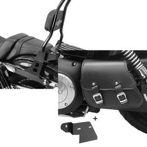 Set: Sissybar Harley Davidson Dyna Fat Bob 10-17 Craftride Fast Rider-M inkl. Gepäckträger schwarz + Schwingentasche + Halter für Harley Dyna Fat Bob 08-17 Craftride_1