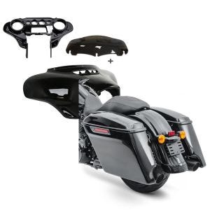 Set : Batwing Verkleidung Komplettset passend für Street Glide 14-22 Craftride + Seitenkoffer Stretched passend für Street Glide (FLHX) 14-22 Latch Black Craftride