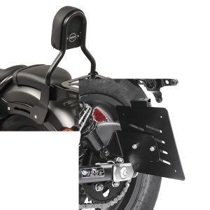 Set: Sissy Bar CL3 für Honda Rebel 500 17-21 mit Gepäckträger schwarz Craftride + Kennzeichenhalter seitlich für Honda Rebel 500 17-21 schwarz Craftride_1