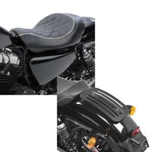 Set: Solo Sitz für Harley Sportster 883 Iron 09-20 Craftride SR4 Sitzbank + Gepäckträger für Harley Sportster 883 Iron 09-20 Solo Rack L1 Gepäckbrücke Craftride_1