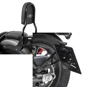 Set: Sissybar für Honda Rebel 500 17-21 Craftride Fast Driver-S inkl. Gepäckträger schwarz + Kennzeichenhalter seitlich L für Honda Rebel 500 17-21 schwarz Craftride_1
