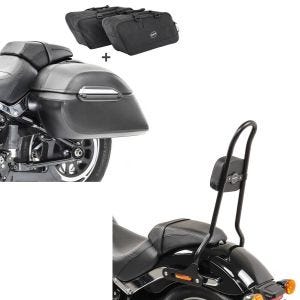 Set: Set Seitenkoffer + Innentaschen für Harley Softail Low Rider Craftride K3 + Sissybar für Harley Softail Low Rider / S 18-21 Craftride SRL schwarz_1