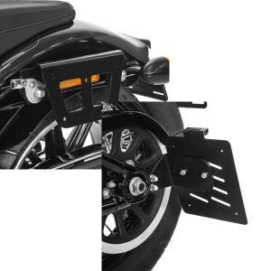 Set: Satteltaschenhalter für Harley Breakout/ 114 18-21 links abnehmbar Craftride + Seitlicher Kennzeichenhalter für Harley Davidson Softail 18-21 Craftride schwarz_1