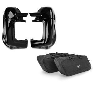 Set: Beinschild für Harley Davidson Road King 94-13 Craftride belüftet schwarz + Koffer Innentaschen für Harley Road King 94-21 Craftride BG1 Paar_1