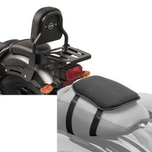 Set: Sissy Bar XS3 für Honda Rebel 500 17-21 mit Gepäckträger schwarz Craftride + Gel Sitzkissen Honda Rebel 500 Komfortkissen S Tourtecs schwarz_1