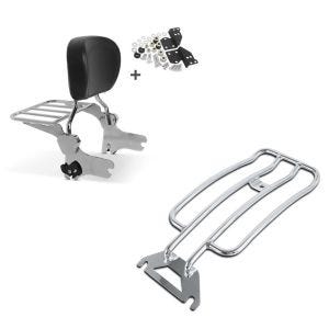 Set: Sissy Bar + Gepäckträger + Docking-Kit für Harley Road King 97-08 chrom Craftride + Gepäckträger Solo Rack für Harley Davidson Road King 97-05 chrom Craftride_1