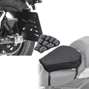 Set: Kennzeichenhalter seitlich für Honda Rebel 500 17-21 schwarz Craftride + Motorrad Luftkissen Honda Rebel 500 Sitzbank Tourtecs Air M schwarz_1
