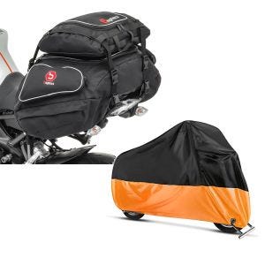 Set: Hecktaschen Set Yamaha MT-07 / Tracer Bagtecs X50 und X52 + Abdeckplane Yamaha MT-01 - MT-03 - MT-07 / Tracer - MT-10 Craftride XL in schwarz-orange_1