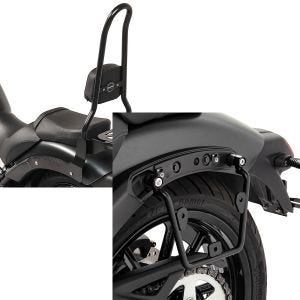 Set: Sissy Bar XL3 für Kawasaki Vulcan S / Café 15-20 mit Gepäckträger schwarz Craftride + Satteltaschenhalter für Kawasaki Vulcan S / Café 15-20 links Satteltaschen Abstandshalter Craftride_1