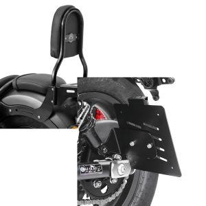 Set: Sissybar für Honda Rebel 500 17-21 Craftride Fast Driver-S inkl. Gepäckträger schwarz + Kennzeichenhalter seitlich für Honda Rebel 500 17-21 schwarz Craftride_1
