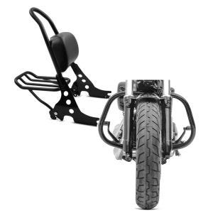 Set: Sissybar Harley Davidson Sportster 883 Iron 09-20 Craftride Fast Rider-M inkl. Gepäckträger schwarz + Sturzbügel für Harley Davidson Sportster 883 Iron 09-20 HS5 schwarz Craftride_1