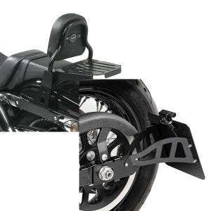 Set: Sissy Bar CSS Fix für Harley Dyna Fat Bob 10-17 mit Gepäckträger schwarz Craftride + Seitlicher Kennzeichenhalter für Harley Davidson Dyna Fat Bob 08-17 Craftride schwarz_1