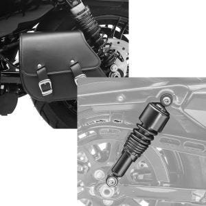 Set: Schwingentasche + Halter für Harley Sportster Forty-Eight 48 10-20 Craftride + Stoßdämpfer 10,5 Zoll Harley Sportster Forty-Eight 48 10-20 Federbeine von Craftride schwarz_1