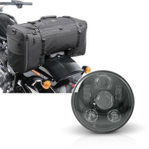 Set: Hecktasche für Harley Breakout /114 SQ1 Craftride 52l schwarz + Hauptscheinwerfer LED 5,75 Zoll für Harley Breakout 13-17 schwarz von Craftride_1
