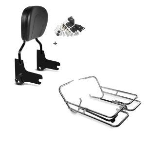 Set: Sissybar Harley Davidson Street Glide 06-08 Craftride Fast Driver-M schwarz + Kofferträger Twin Rail für Harley Touring 97-08 mit Schutzbügel Craftride_1