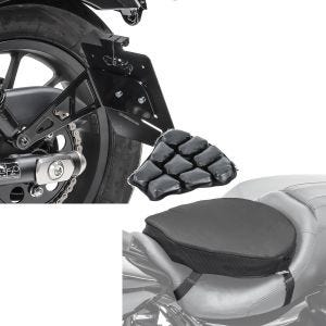 Set: Kennzeichenhalter seitlich L für Honda Rebel 500 17-21 schwarz Craftride + Motorrad Luftkissen Honda Rebel 500 Sitzbank Tourtecs Air ML schwarz_1