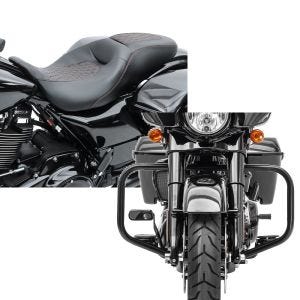 Set: Sitzbank für Harley Davidson Street Glide 09-21 Craftride RH5 schwarz + Sturzbügel für Harley Davidson Street Glide 09-21 Craftride TR2 schwarz_1