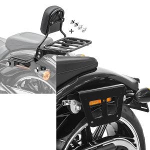 Set: Sissybar für Harley Breakout / 114 18-21 R1 mit Gepäckträger und Docking schwarz Craftride + Satteltaschenhalter für Harley Breakout/ 114 18-21 links abnehmbar Craftride_1