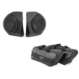 Set: Lautsprecher-Kit für Harley-Davidson King Tour Pak Topcase Street Glide 14-21 Craftride schwarz + Innentasche Seitenkoffer für Harley Street Glide 06-21 Craftride 19Ltr schwarz_1