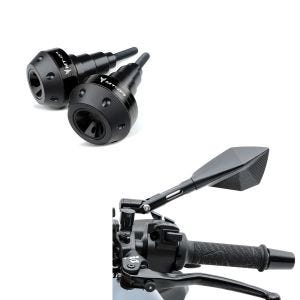 Set: Sturzpads für Yamaha MT-07 / Tracer 700 13-19 Crashpads Motoguard SC2 schwarz + Universal Spiegel Yamaha MT-07 / Tracer Zaddox CNC Small schwarz_1