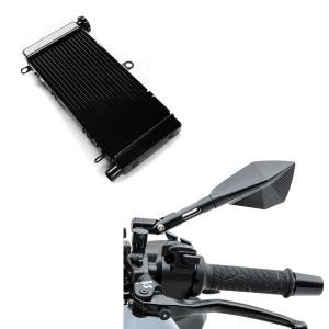 Set: Wasserkühler für Honda Hornet 600 98-06 Radiator Kühler + Universal Spiegel Honda Hornet 900 / 600 Zaddox CNC Small schwarz_1