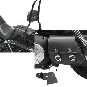 Set: Sissy Bar CSL Fix für Harley Dyna Fat Bob 10-17 schwarz Craftride + Schwingentasche + Halter für Harley Dyna Fat Bob 08-17 Craftride_1