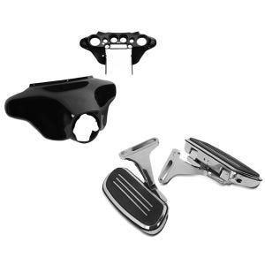 Set: Batwing Verkleidung für Harley Davidson Street Glide 06-13 Craftride Innen und Aussen schwarz + Beifahrer Trittbretter + Halter CF2S für Harley Street Glide 06-21 Craftride_1