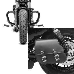 Set: Sturzbügel Mustache für Harley Sportster 883 Iron 09-20 Schutzbügel schwarz Craftride + Schwingentasche + Halter für Harley Sportster 883 Iron 09-20 Craftride_1