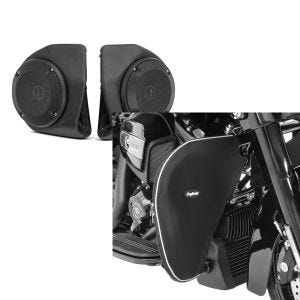 Set: Lautsprecher-Kit für Harley-Davidson King Tour Pak Topcase Street Glide 14-21 Craftride schwarz + Sturzbügel Spritzschutz für Harley Street Glide 06-21 Beinwärmer Craftride_1