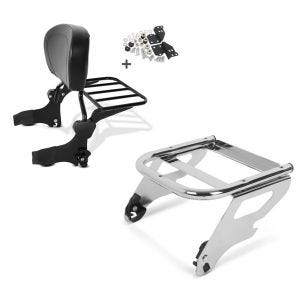 Set: Sissy Bar + Gepäckträger + Docking-Kit für Harley-Davidson Electra Glide Standard 97-08 schwarz Craftride + Gepäckträger TP Doppelsitz für Harley Davidson Touring Modelle 97-08 chrom Craftride_1