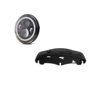 Set: LED Scheinwerfer 7" für Harley Davidson Street Glide / Special DRL Craftride schwarz + Windschild 7" für Harley Street Glide 14-21 schwarz Craftride_1