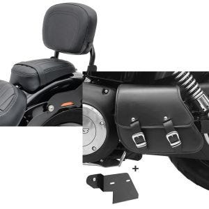 Set: Sissy Bar für Harley Fat Bob 10-17 schwarz CXS Craftride + Schwingentasche + Halter für Harley Dyna Fat Bob 08-17 Craftride_1
