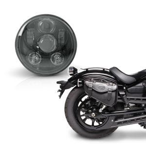 Set: Hauptscheinwerfer LED 5,75 Zoll für Harley Sportster Forty-Eight 48 10-20 schwarz von Craftride + Satteltasche Harley Sportster Forty-Eight 48 Craftride Arizona 3Ltr rechts in schwarz_1