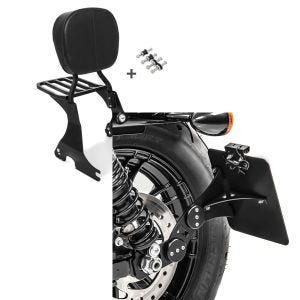 Set: Sissybar für Harley Davidson Sportster Forty-Eight 48 10-20 Craftride inkl. Gepäckträger und Docking Kit schwarz + Seitlicher Kennzeichenhalter für Harley Sportster Forty-Eight 48 10-20 Craftride schwarz_1