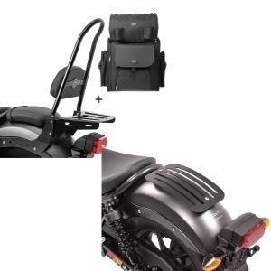 Set: Sissybar CSXL + Hecktasche für Honda Rebel 500 17-21 mit Gepäckträger Craftride + Gepäckträger für Honda Rebel 500 17-20 Solo Rack L1 Gepäckbrücke Craftride_1