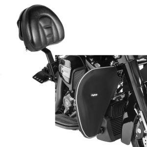 Set: Fahrer Rückenlehne Small für Harley Street Glide 06-21 schwarz Craftride + Sturzbügel Spritzschutz für Harley Street Glide 06-21 Beinwärmer Craftride_1