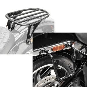 Set: Motorrad Gepäckträger für Harley Davidson Softail 18-20 Solo Rack Craftride GS3 schwarz + Satteltaschenhalter für Harley Davidson Softail 18-21 Abstandshalter re-li Craftride_1