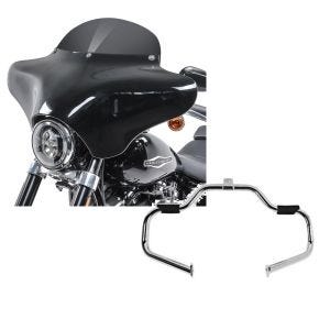 Set: Batwing Verkleidung BD8 für Harley Davidson Road King / Classic Craftride + Sturzbügel für Harley Davidson Road King 97-08 Craftride Mustache chrom_1