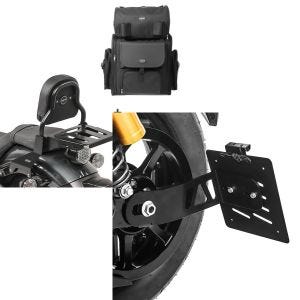 Set: Sissybar XS3 + Hecktasche für Yamaha XV 950 / R 14-20 mit Gepäckträger Craftride + Seitlicher Kennzeichenhalter für Yamaha XV 950 / R 14-20 Craftride schwarz_1